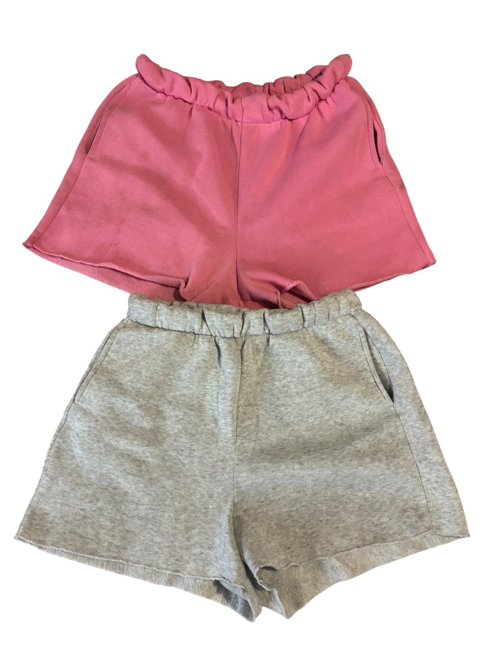 chic Pink Elastic Waist Shorts Pair